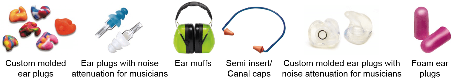 example of different types of hearing protection