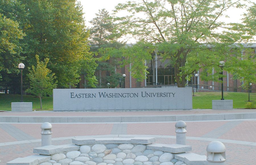 the EWU sign in the mall