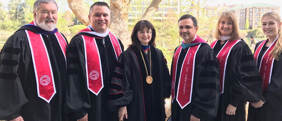 President Cullinan with the Board of Trustees at Semester Commencement in Spokane